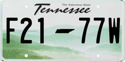 TN license plate F2177W
