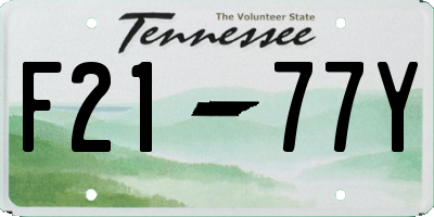 TN license plate F2177Y