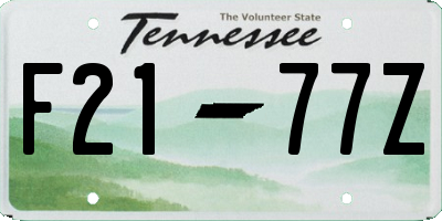 TN license plate F2177Z