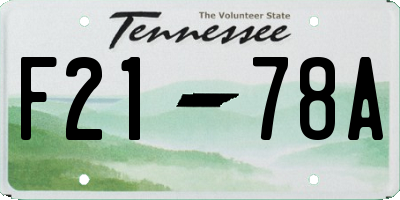 TN license plate F2178A