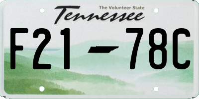 TN license plate F2178C