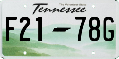 TN license plate F2178G