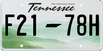 TN license plate F2178H