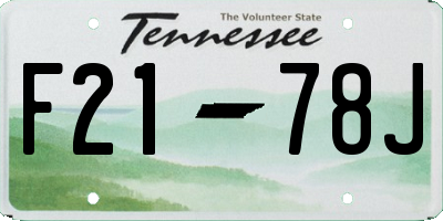 TN license plate F2178J