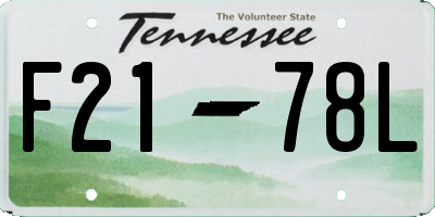 TN license plate F2178L