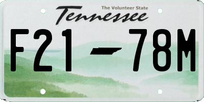 TN license plate F2178M