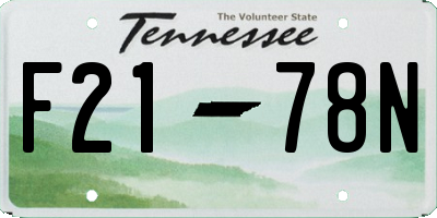 TN license plate F2178N