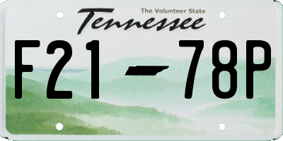 TN license plate F2178P