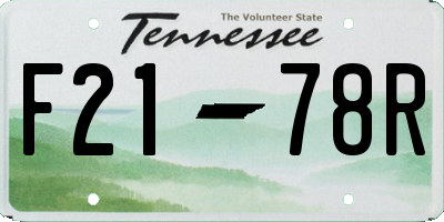 TN license plate F2178R
