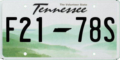 TN license plate F2178S