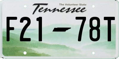 TN license plate F2178T
