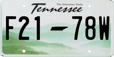 TN license plate F2178W