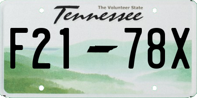 TN license plate F2178X