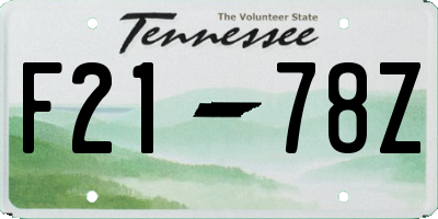 TN license plate F2178Z