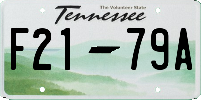 TN license plate F2179A