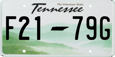 TN license plate F2179G