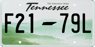 TN license plate F2179L
