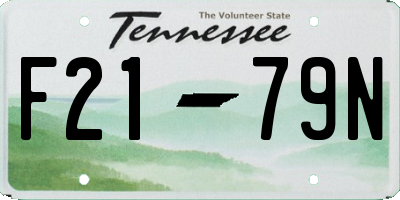 TN license plate F2179N