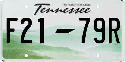 TN license plate F2179R