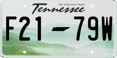 TN license plate F2179W