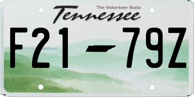 TN license plate F2179Z