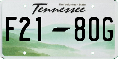 TN license plate F2180G