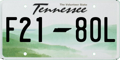 TN license plate F2180L
