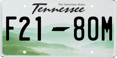 TN license plate F2180M