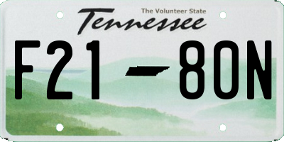 TN license plate F2180N