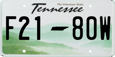 TN license plate F2180W