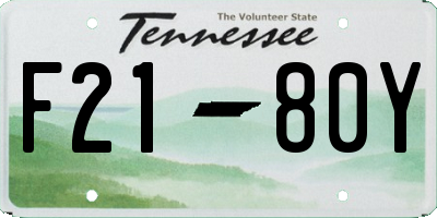 TN license plate F2180Y