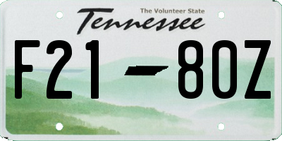 TN license plate F2180Z