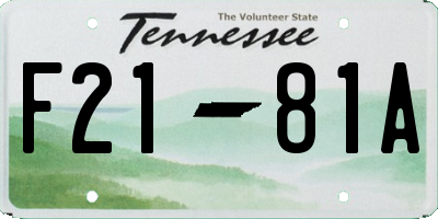 TN license plate F2181A