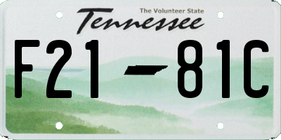 TN license plate F2181C