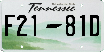 TN license plate F2181D
