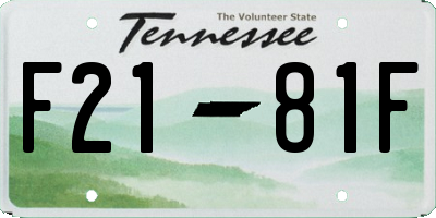 TN license plate F2181F
