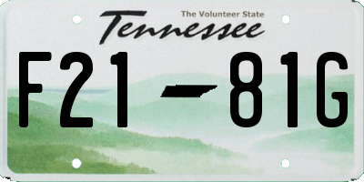 TN license plate F2181G