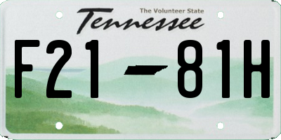 TN license plate F2181H