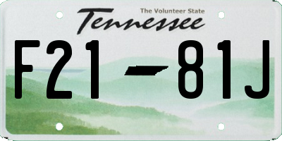 TN license plate F2181J