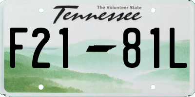 TN license plate F2181L