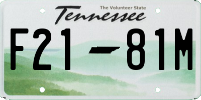 TN license plate F2181M