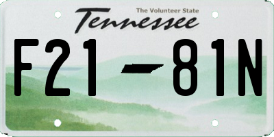TN license plate F2181N
