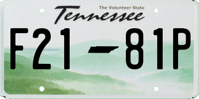 TN license plate F2181P