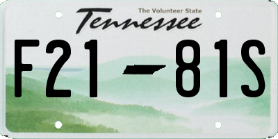 TN license plate F2181S