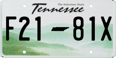 TN license plate F2181X