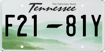 TN license plate F2181Y