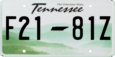 TN license plate F2181Z