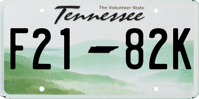 TN license plate F2182K