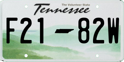 TN license plate F2182W