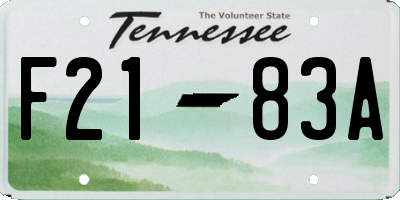 TN license plate F2183A